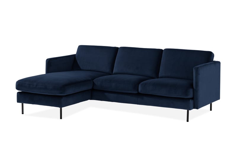 Teodin Sammetssoffa 2-sits med Divan Vänster - Blå - Möbler - Soffa - Divansoffa & schäslongsoffa - 2 sits soffa med divan