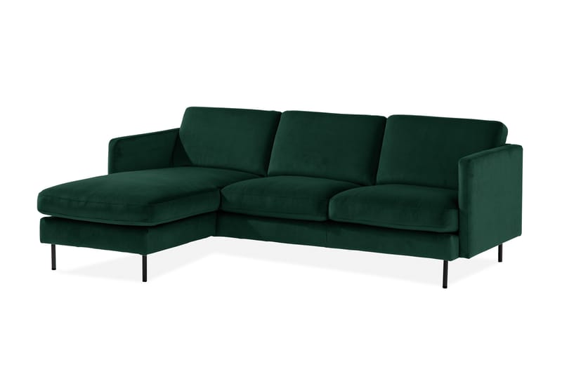 Teodin Sammetssoffa 2-sits med Divan Vänster - Grön - Möbler - Soffa - Divansoffa & schäslongsoffa - 2 sits soffa med divan