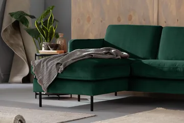 Teodin Sammetssoffa 2-sits med Divan Vänster - Grön - Möbler - Soffa - Divansoffa & schäslongsoffa - 2 sits soffa med divan