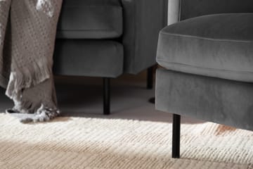 Teodin Sammetssoffa 2-sits med Divan Vänster - Ljusgrå - Möbler - Soffa - Divansoffa & schäslongsoffa - 2 sits soffa med divan