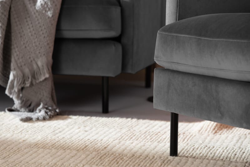 Teodin Sammetssoffa 2-sits med Divan Vänster - Ljusgrå - Möbler - Soffa - Divansoffa & schäslongsoffa - 2 sits soffa med divan