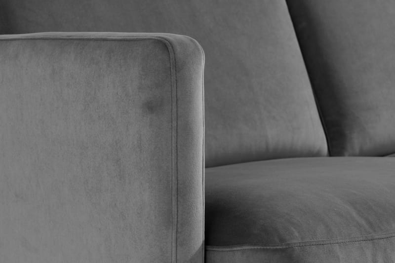 Teodin Sammetssoffa 2-sits med Divan Vänster - Ljusgrå - Möbler - Soffa - Divansoffa & schäslongsoffa - 2 sits soffa med divan