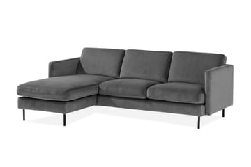 Teodin Sammetssoffa 2-sits med Divan Vänster - Ljusgrå - Möbler - Soffa - Divansoffa & schäslongsoffa - 2 sits soffa med divan