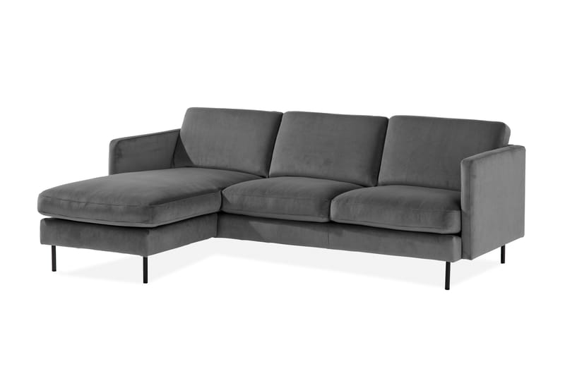 Teodin Sammetssoffa 2-sits med Divan Vänster - Ljusgrå - Möbler - Soffa - Divansoffa & schäslongsoffa - 2 sits soffa med divan
