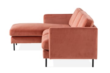 Teodin Sammetssoffa 2-sits med Divan Vänster - Rosa - Möbler - Soffa - Divansoffa & schäslongsoffa - 2 sits soffa med divan