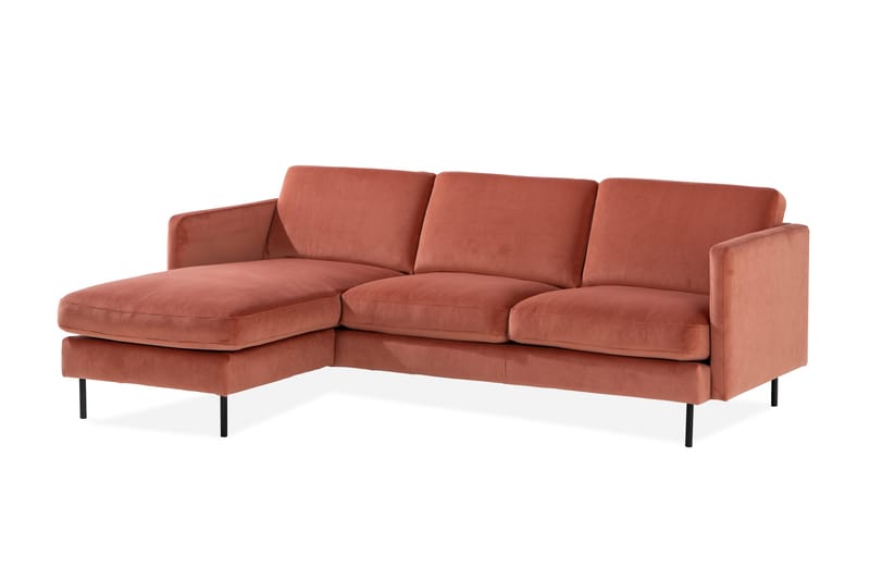 Teodin Sammetssoffa 2-sits med Divan Vänster - Rosa - Möbler - Soffa - Divansoffa & schäslongsoffa - 2 sits soffa med divan