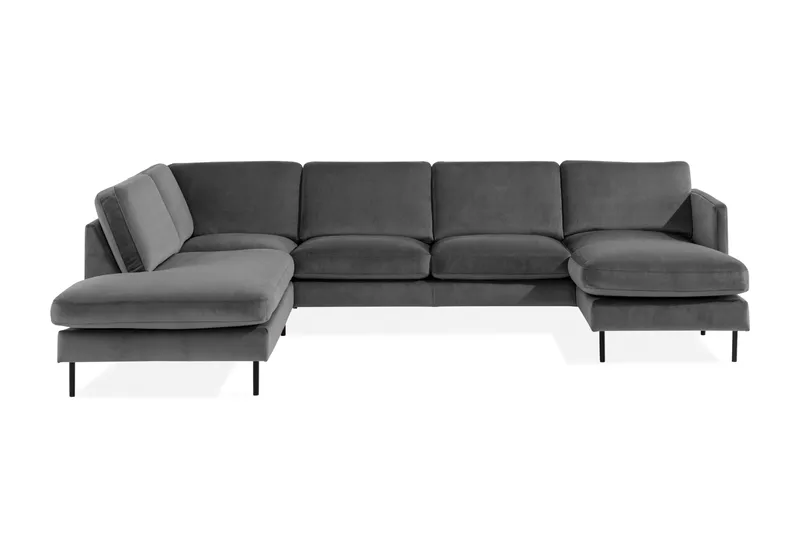 Teodin U-soffa med Divan Sammet Höger, Ljusgrå
