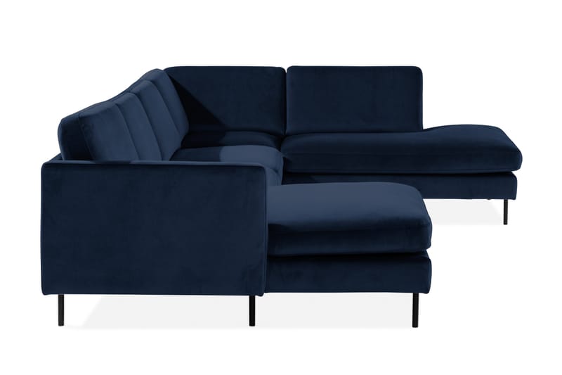 Teodin U-soffa med Divan Sammet Vänster - Blå - Möbler - Soffa - Divansoffa & schäslongsoffa - 4 sits soffa med divan