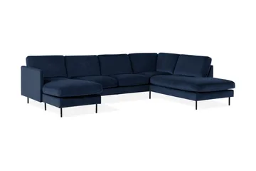 Teodin U-soffa med Divan Sammet Vänster - Blå - Möbler - Soffa - Divansoffa & schäslongsoffa - 4 sits soffa med divan