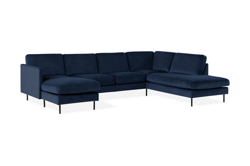 Teodin U-soffa med Divan Sammet Vänster - Blå - Möbler - Soffa - Divansoffa & schäslongsoffa - 4 sits soffa med divan