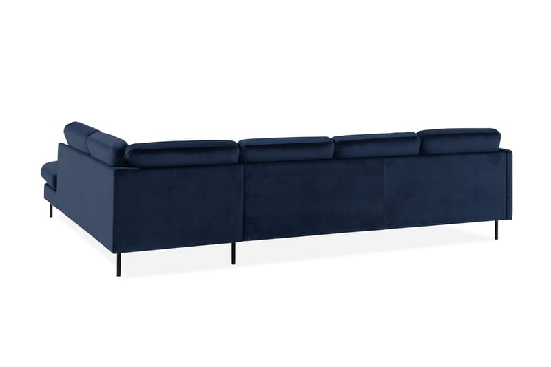 Teodin U-soffa med Divan Sammet Vänster - Blå - Möbler - Soffa - Divansoffa & schäslongsoffa - 4 sits soffa med divan