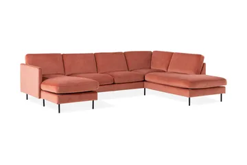 Teodin U-soffa med Divan Sammet Vänster - Rosa - Möbler - Soffa - Divansoffa & schäslongsoffa - 4 sits soffa med divan