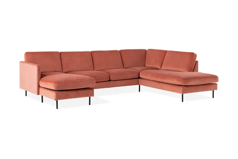 Teodin U-soffa med Divan Sammet Vänster - Rosa - Möbler - Soffa - Divansoffa & schäslongsoffa - 4 sits soffa med divan