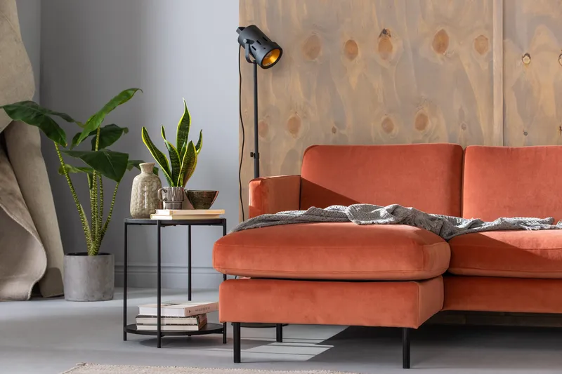 Teodin U-soffa med Divan Sammet Vänster - Rosa - Möbler - Soffa - Divansoffa & schäslongsoffa - 4 sits soffa med divan