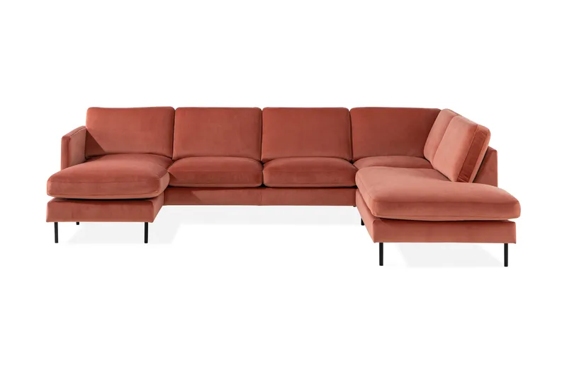 Teodin U-soffa med Divan Sammet Vänster - Rosa - Möbler - Soffa - Divansoffa & schäslongsoffa - 4 sits soffa med divan