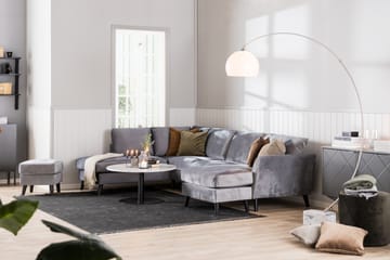 Trend 4-sits Högervänd L-formad Schäslongsoffa i Sammet - Ljusgrå - Möbler - Soffa - Divansoffa & schäslongsoffa - 4 sits soffa med divan