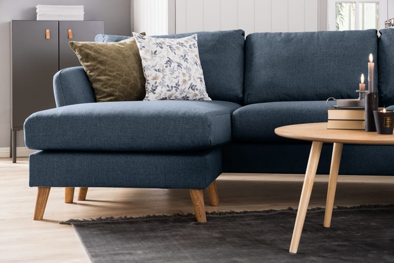 Trend 4-sits Högervänd L-formad Schäslongsoffa i Tyg - Blå - Möbler - Soffa - Divansoffa & schäslongsoffa - 4 sits soffa med divan