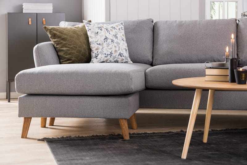 Trend 4-sits Högervänd L-formad Schäslongsoffa i Tyg - Grå - Möbler - Soffa - Divansoffa & schäslongsoffa - 4 sits soffa med divan
