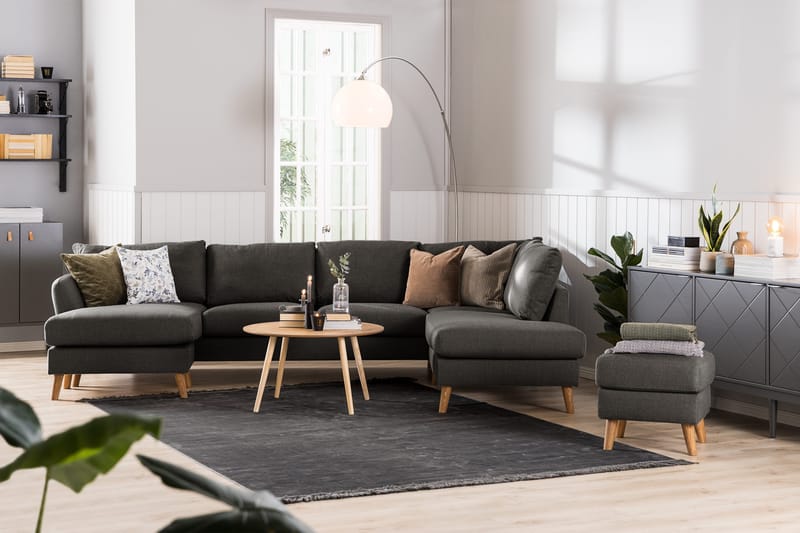 Trend 4-sits Högervänd L-formad Schäslongsoffa i Tyg - Svart - Möbler - Soffa - Divansoffa & schäslongsoffa - 4 sits soffa med divan