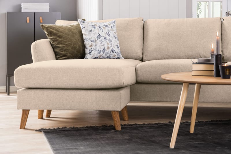 Trend 4-sits Vänstervänd L-formad Divansoffa i Tyg - Beige - Möbler - Soffa - Divansoffa & schäslongsoffa - 4 sits soffa med divan