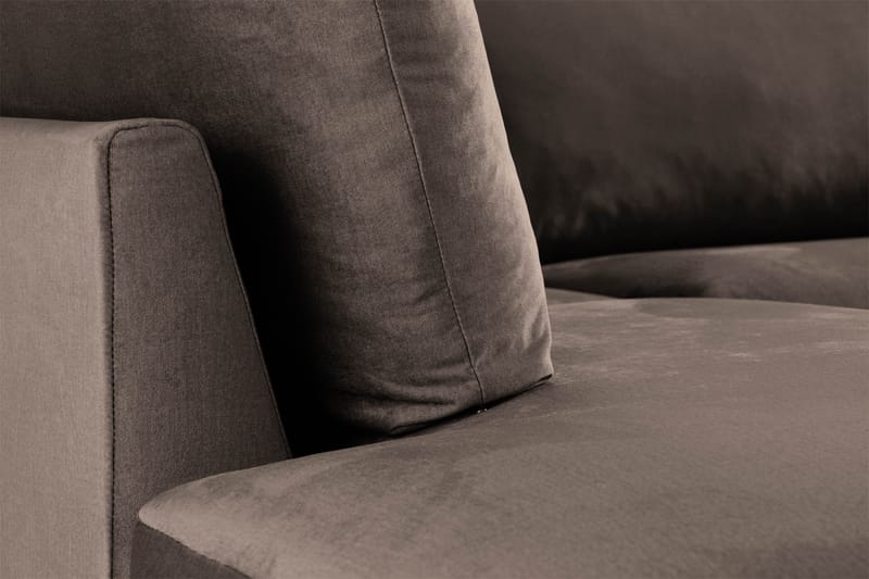 Trend 4-sits Vänstervänd L-formad Schäslongsoffa i Sammet - Brun - Möbler - Soffa - Divansoffa & schäslongsoffa - 4 sits soffa med divan