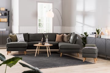 Trend 4-sits Vänstervänd L-formad Schäslongsoffa i Tyg - Svart - M öbler - Soffa - Divansoffa & schäslongsoffa - 4 sits soffa med divan