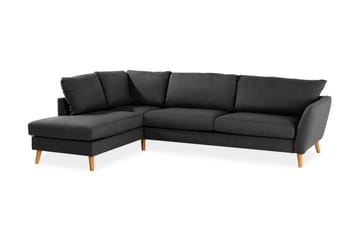 Trend 4-sits Vänstervänd L-formad Schäslongsoffa i Tyg - Svart - Möbler - Soffa - Divansoffa & schäslongsoffa - 4 sits soffa med divan