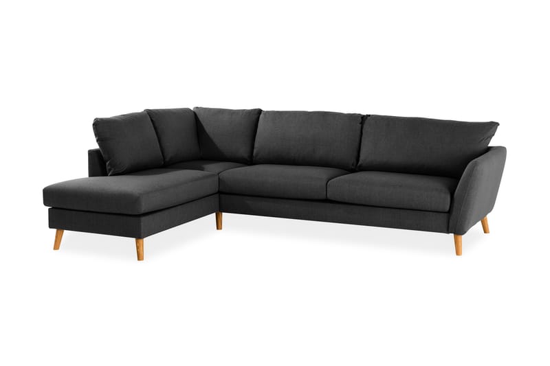 Trend 4-sits Vänstervänd L-formad Schäslongsoffa i Tyg - Svart - Möbler - Soffa - Divansoffa & schäslongsoffa - 4 sits soffa med divan
