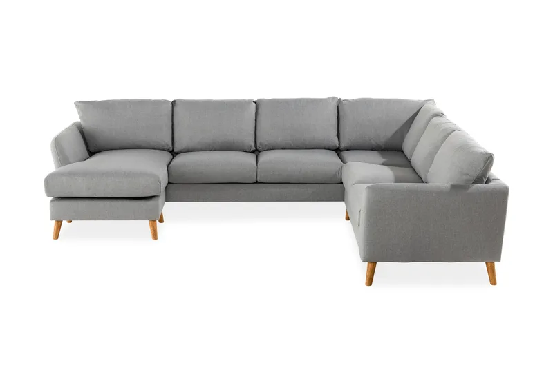 Trend 5-sits Vänstervänd U-formad Hörnsoffa med divan i Tyg, Grå