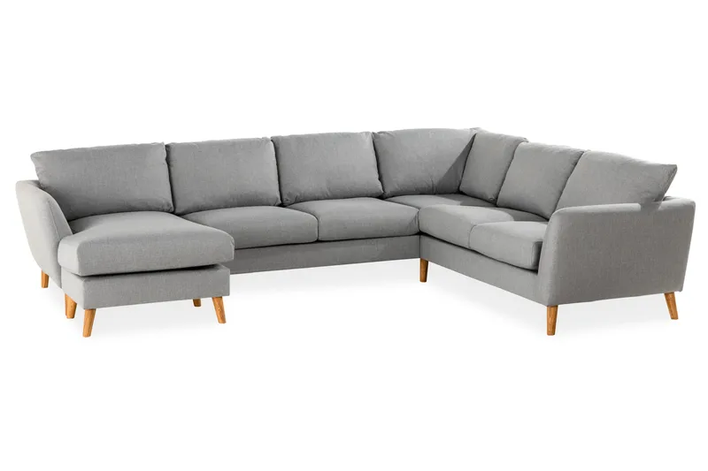 Trend 5-sits Vänstervänd U-formad Hörnsoffa med divan i Tyg - Grå - Möbler - Soffa - Hörnsoffa - Hörnsoffa med divan