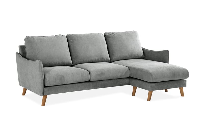 Trend Lyx 3-sits Högervänd L-formad Divansoffa i Tyg - Grå - Möbler - Soffa - Divansoffa & schäslongsoffa - 4 sits soffa med divan