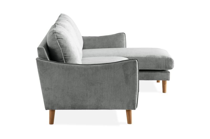 Trend Lyx 3-sits Högervänd L-formad Divansoffa i Tyg - Grå - Möbler - Soffa - Divansoffa & schäslongsoffa - 4 sits soffa med divan