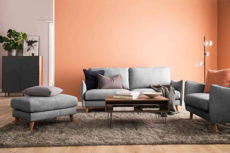 Trend Lyx 3-sits Högervänd L-formad Divansoffa i Tyg - Grå - Möbler - Soffa - Divansoffa & schäslongsoffa - 4 sits soffa med divan