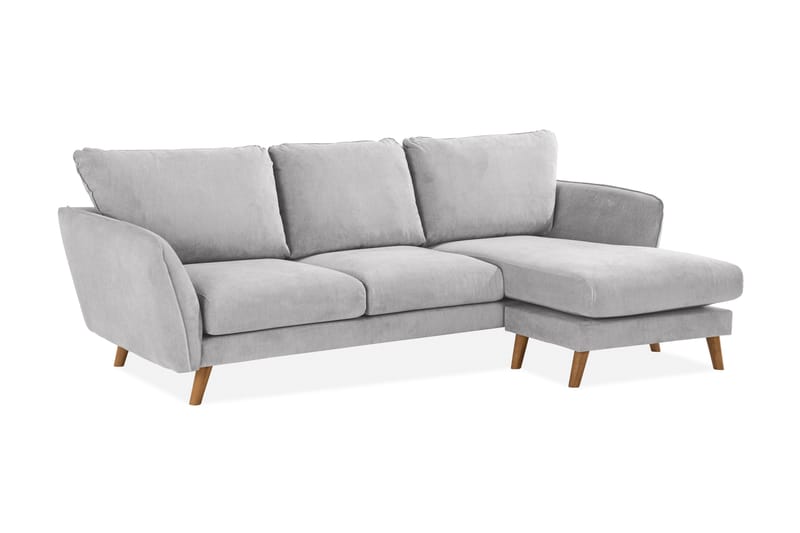 Trend Lyx 3-sits Högervänd L-formad Divansoffa i Tyg - Ljusgrå - Möbler - Soffa - Divansoffa & schäslongsoffa - 4 sits soffa med divan