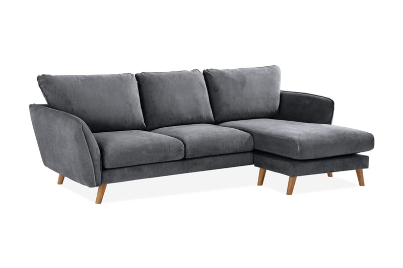 Trend Lyx 3-sits Högervänd L-formad Divansoffa i Tyg - Mörkgrå - Möbler - Soffa - Divansoffa & schäslongsoffa - 4 sits soffa med divan