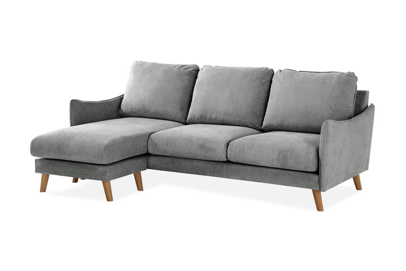 Trend Lyx 3-sits Vänstervänd L-formad Divansoffa i Tyg - Grå - Möbler - Soffa - Divansoffa & schäslongsoffa - 4 sits soffa med divan