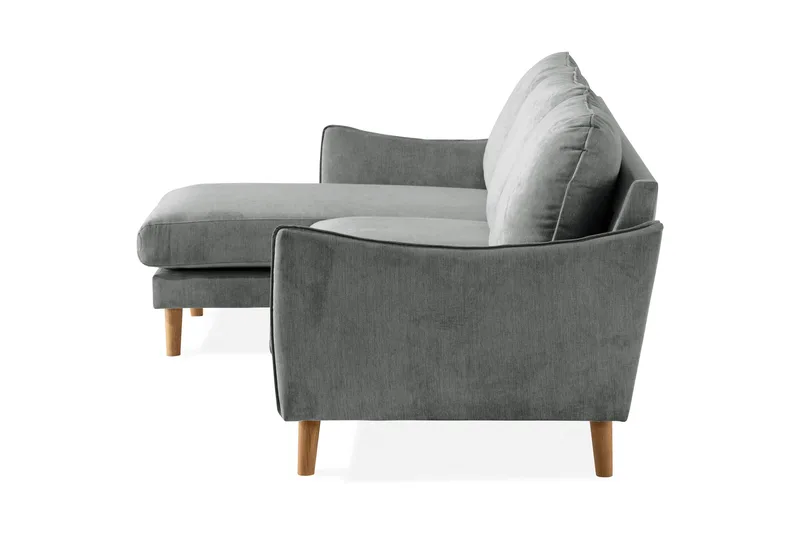 Trend Lyx 3-sits Vänstervänd L-formad Divansoffa i Tyg - Grå - Möbler - Soffa - Divansoffa & schäslongsoffa - 4 sits soffa med divan
