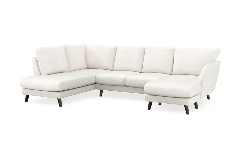 Trend Lyx 4-sits Högervänd U-formad Soffa med Divan och Schäslong i Bouclé - Vit - Möbler - Soffa - Divansoffa & schäslongsoffa - 4 sits soffa med divan