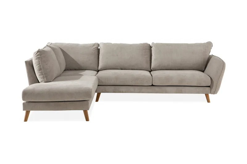 Trend Lyx 4-sits Vänstervänd L-formad Schäslongsoffa i Tyg, Beige