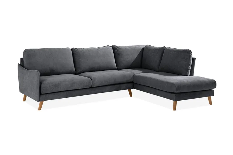 Trend Lyx Schäslongsoffa Höger - Mörkgrå/Ek - Möbler - Soffa - Divansoffa & schäslongsoffa - 4 sits soffa med divan