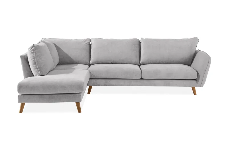 Trend Lyx Schäslongsoffa Vänster, Ljusgrå/Ek