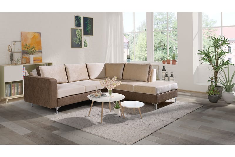 Truro Höger L-formad Hörnsoffa med Divan i Tyg - Brun - Möbler - Soffa - Sammetssoffa