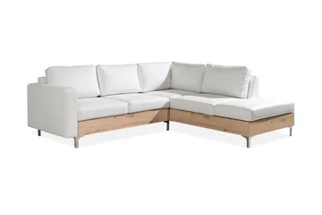 Truro Högervänd L-formad Divansoffa i Konstläder med Träunderrede - Vit - Möbler - Soffa - Divansoffa & schäslongsoffa - 4 sits soffa med divan