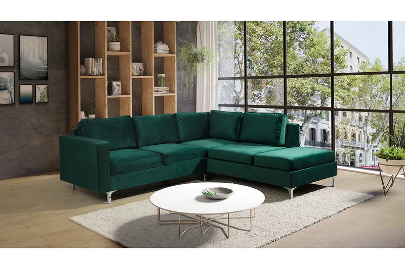 Truro Soffa Vänster - Grön - Möbler - Soffa - Divansoffa & schäslongsoffa - 4 sits soffa med divan