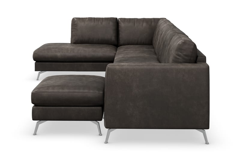 U-soffa Friday Lyx med Schäslong Vänster - Svart/Läder - Möbler - Soffa - Divansoffa & schäslongsoffa