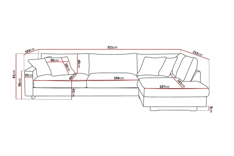 Valencia Extra Djup 4-sits Soffa med Schäslong Höger - Brun - Möbler - Soffa - Divansoffa & schäslongsoffa - 4 sits soffa med divan