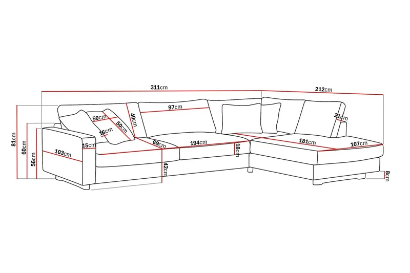 Valencia Extra Djup 4-sits Soffa med Schäslong Höger - Brun - Möbler - Soffa - Divansoffa & schäslongsoffa - 4 sits soffa med divan
