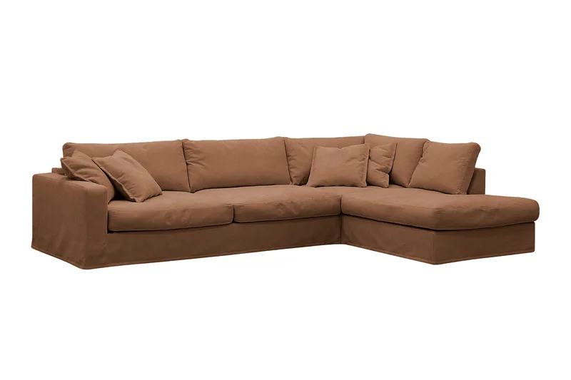 Valencia Extra Djup 4-sits Soffa med Schäslong Höger - Rostbrun - Möbler - Soffa - Divansoffa & schäslongsoffa - 4 sits soffa med divan
