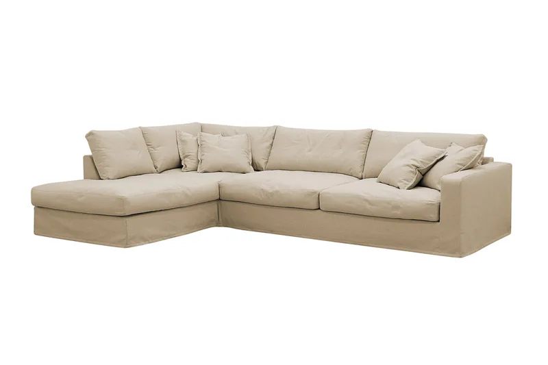 Valencia Extra Djup 4-sits Soffa med Schäslong Vänster - Beige - Möbler - Soffa - Divansoffa & schäslongsoffa - 4 sits soffa med divan