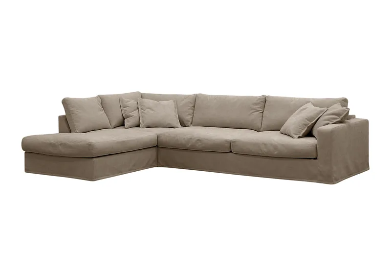 Valencia Extra Djup 4-sits Soffa med Schäslong Vänster - Brun - Möbler - Soffa - Divansoffa & schäslongsoffa - 4 sits soffa med divan